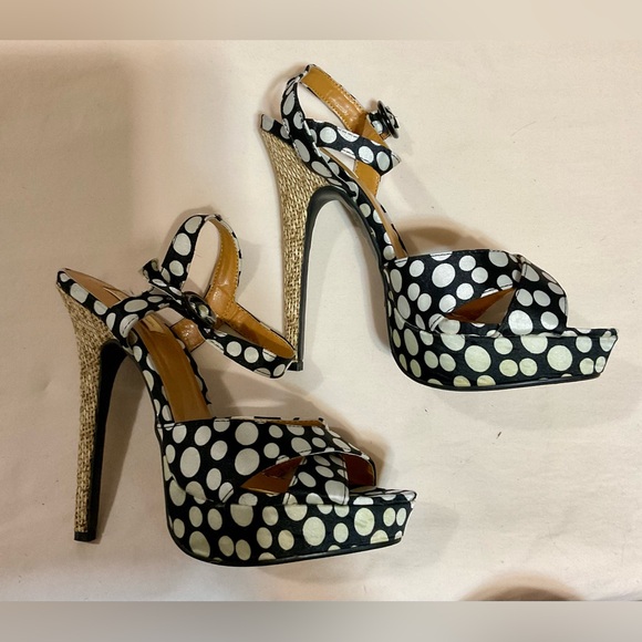 Promise Black & White Polka Dot High Heel Shoes - Picture 2 of 9